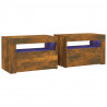 Mesitas de noche con LED 2 uds color roble ahumado 2