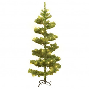 Árbol de Navidad en espiral con luces y soporte verde 180 cm H