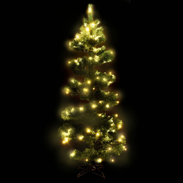 Árbol de Navidad en espiral con luces y soporte verde 180 cm M 3