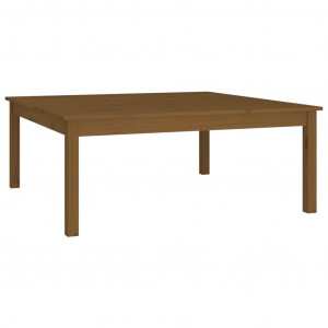 Mesa de centro madera maciza de pino marrón miel 100x100x40 cm H