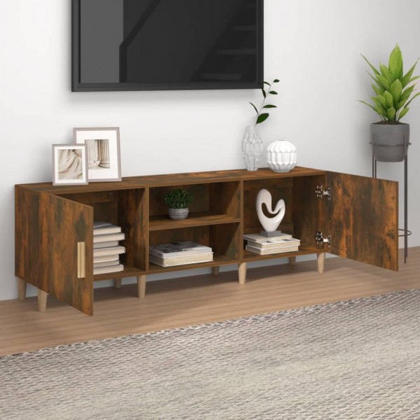 Mueble de TV madera contrachapada roble ahumado 150x30x30 cm M 3