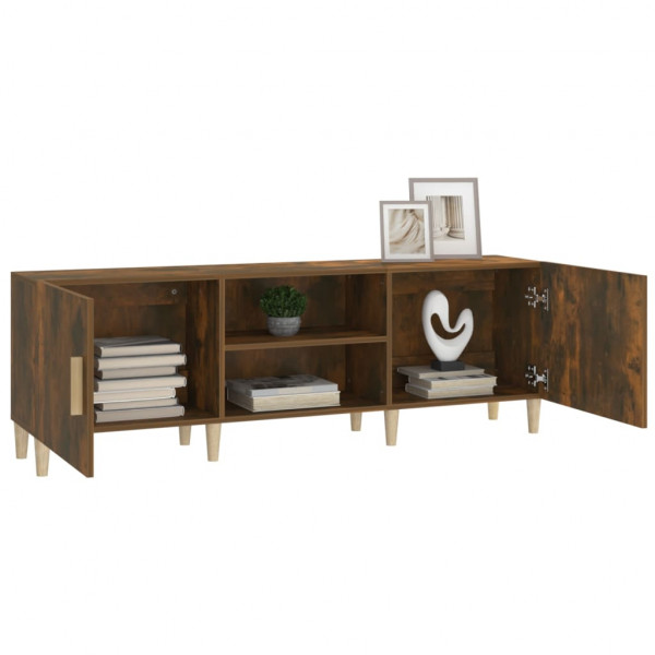 Mueble de TV madera contrachapada roble ahumado 150x30x30 cm M 4
