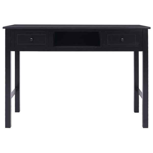 Escritorio de madera maciza de Paulownia negro 108x45x76 cm M 4