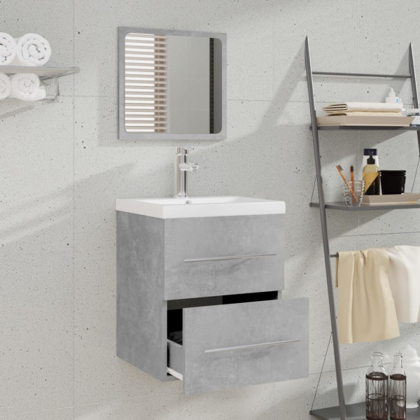 Armario de baño con espejo gris hormigón 41x38.5x48 cm M 3