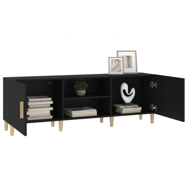 Mueble para TV madera contrachapada negro 150x30x50 cm M 4