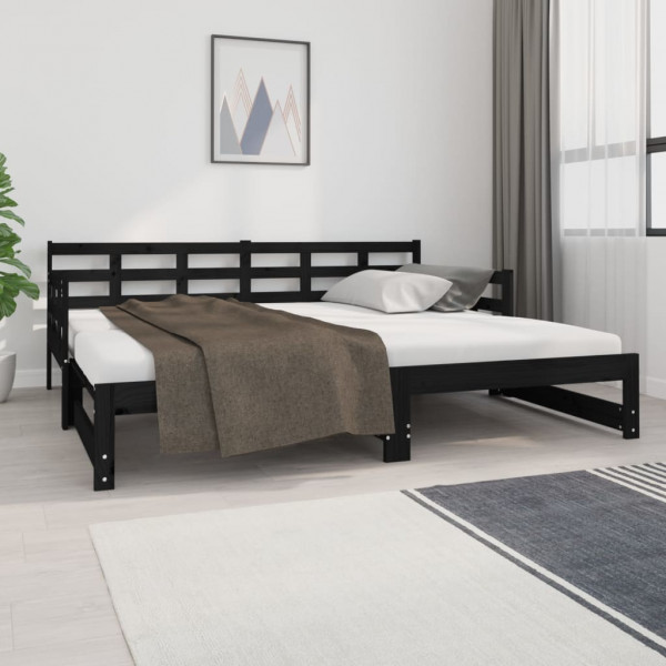 Sofá cama extraíble madera maciza de pino negro 2x(90x190) cm M 3