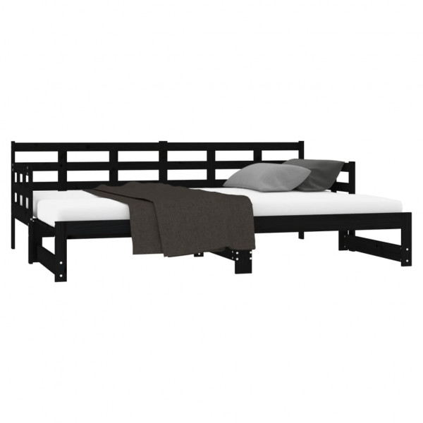 Sofá cama extraíble madera maciza de pino negro 2x(90x190) cm M 5