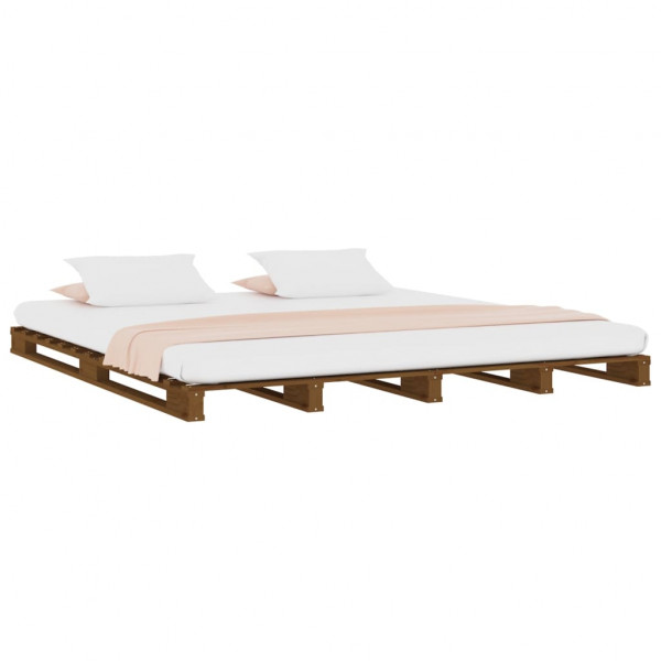 Cama de palets de madera maciza de pino marrón miel 120x200 cm M 3