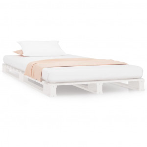 Cama de paletes pequena solteiro 75x190cm pinho maciço branco H