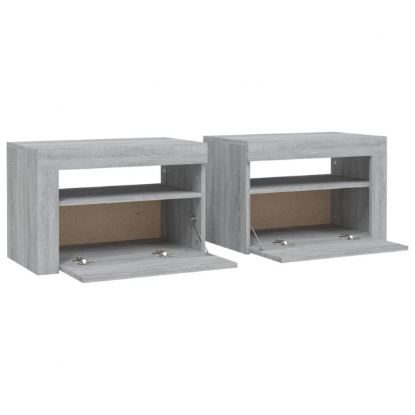 Mesas de cabeceira com LEDs 2 pcs 60x35x40 cm sonoma cinza M 5