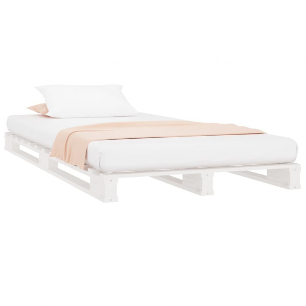 Cama de paletes de solteiro 90x190 cm pinho maciço branco M 3
