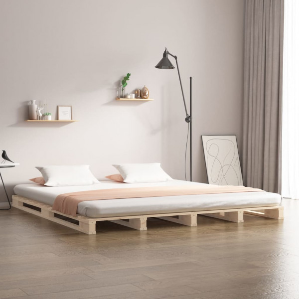 Cama de palets madera maciza pino doble pequeña 120x190 cm D