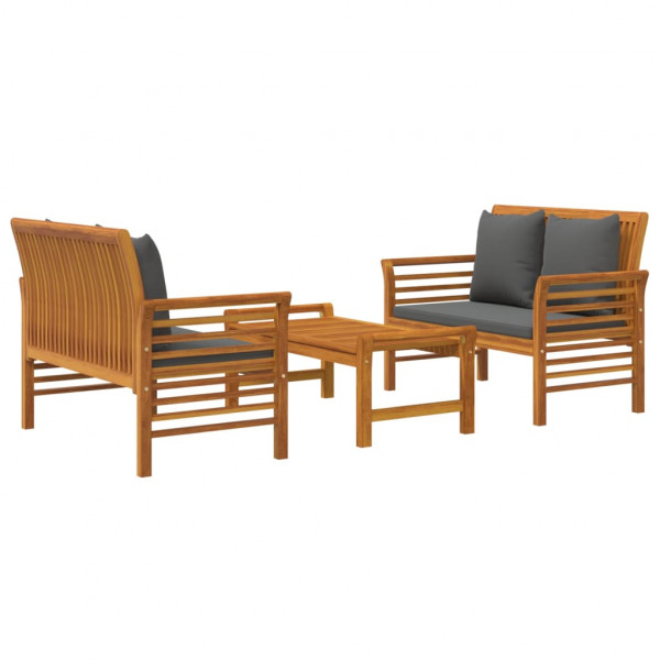 Set de muebles para jardín 3 piezas con cojines madera acacia M 3