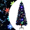 Árbol de Navidad copos de nieve LED fibra óptica negro 210 cm 1