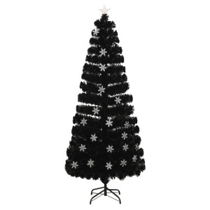 Flocos de neve para árvore de Natal LED fibra óptica preta 210 cm H