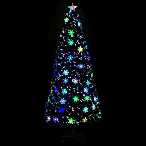 Árbol de Navidad copos de nieve LED fibra óptica negro 210 cm M 3