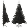 Medio árbol de Navidad artificial con soporte PVC negro 180 cm 2