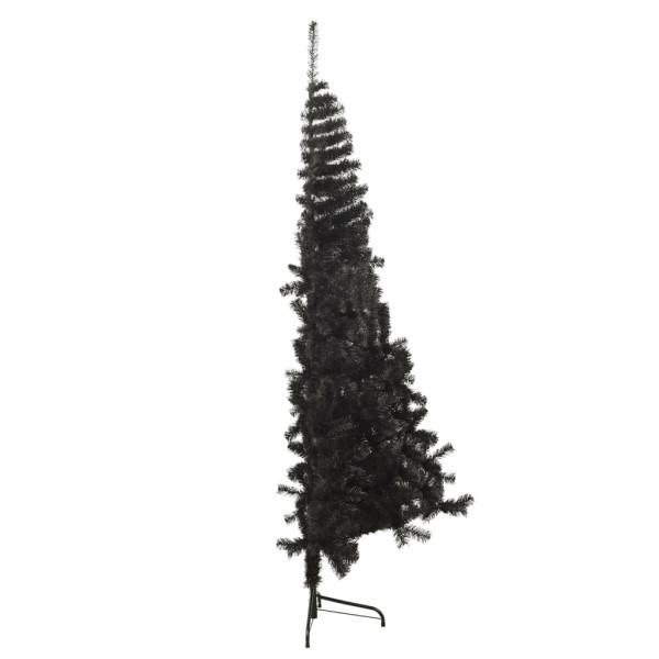 Medio árbol de Navidad artificial con soporte PVC negro 180 cm M 5