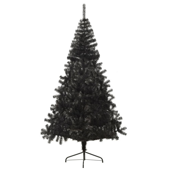 Meia árvore de Natal artificial com suporte 210 cm PVC preto M 4
