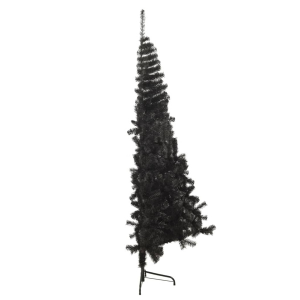 Medio árbol de Navidad artificial con soporte PVC negro 210 cm M 5