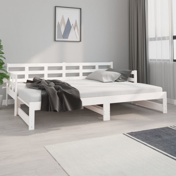 Estrutura sofá-cama de puxar 2x(80x200) cm pinho maciço branco M 3