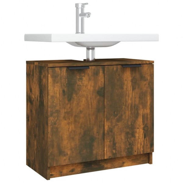Armario baño madera contrachapada roble ahumado 64.5x33.5x59 cm M 5