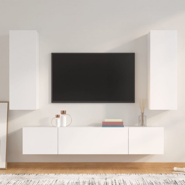 Set de muebles para TV 4 piezas madera contrachapada blanco D