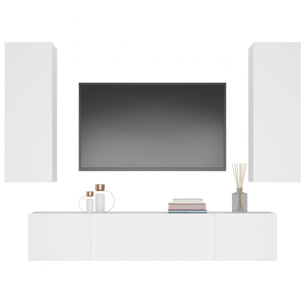 Set de muebles para TV 4 piezas madera contrachapada blanco M 4