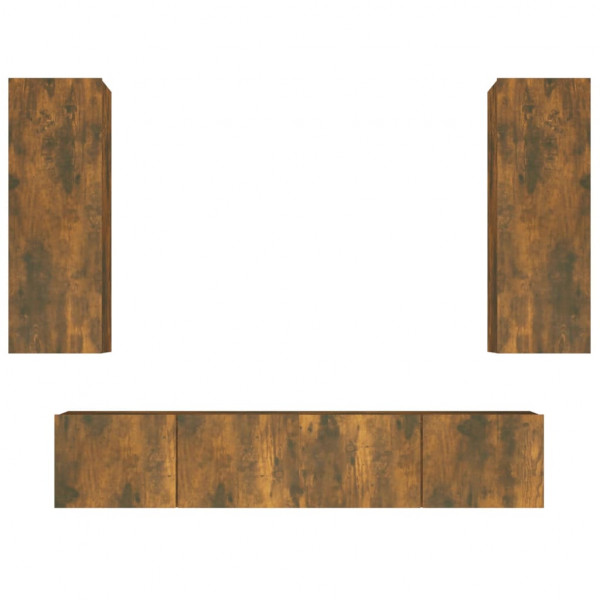 Set de muebles de TV 4 pzas madera contrachapada roble ahumado M 2