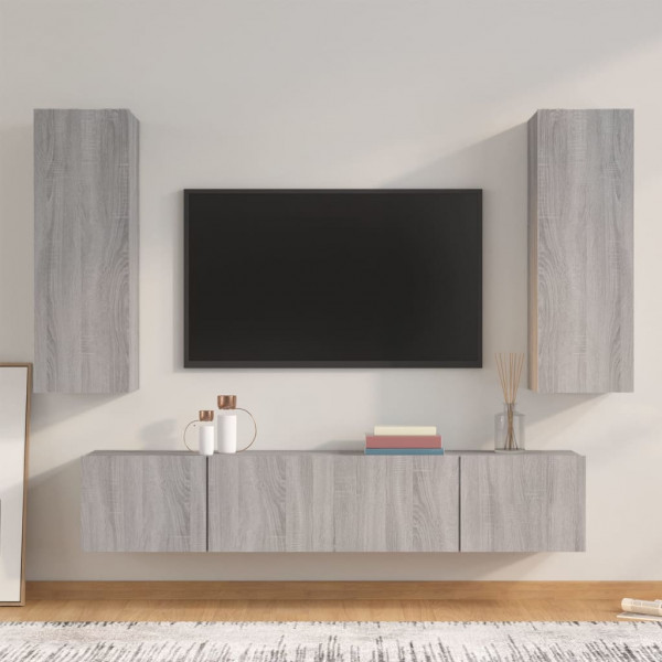 Set de muebles para TV 4 pzas madera contrachapada gris Sonoma D