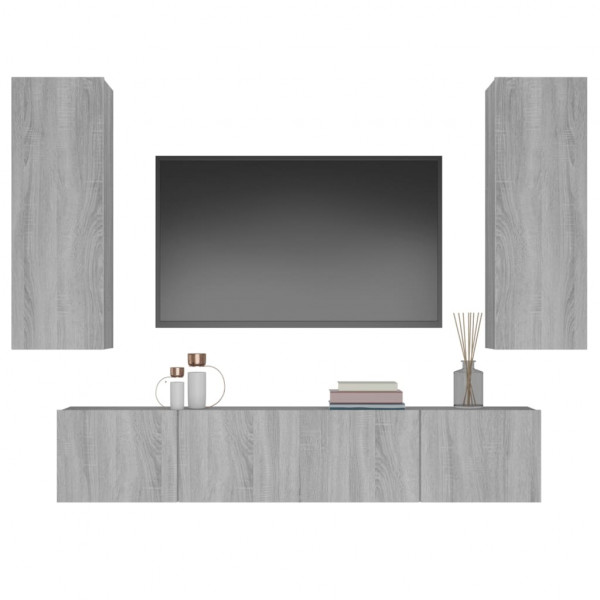 Set de muebles para TV 4 pzas madera contrachapada gris Sonoma M 4