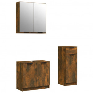 Set de muebles baño 3 pzas madera contrachapada roble ahumado H