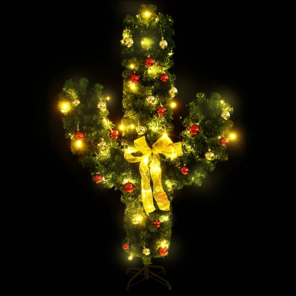 Cato de Natal com suporte e LEDs PVC 210 cm verde M 3