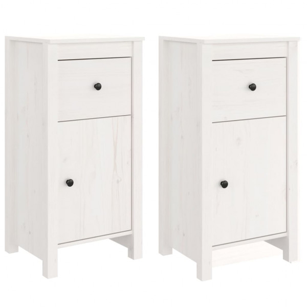 Aparadores 2 uds madera maciza de pino blanco 40x35x80 cm M 2