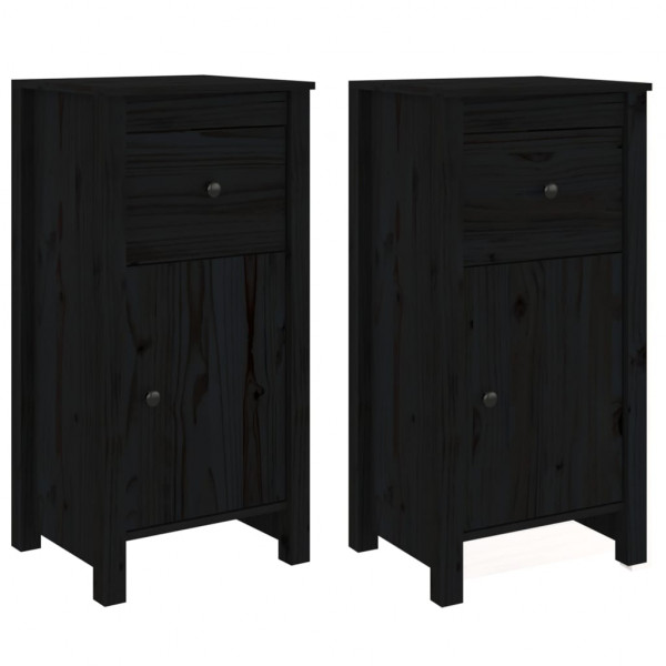 Aparadores 2 uds madera maciza de pino negro 40x35x80 cm M 2