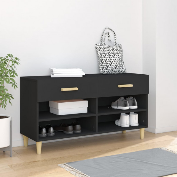 Mueble zapatero de madera contrachapada negro 102x35x55 cm D