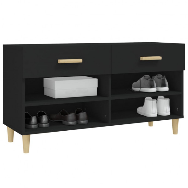 Mueble zapatero de madera contrachapada negro 102x35x55 cm M 4