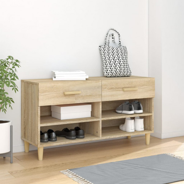 Mueble zapatero madera contrachapada roble Sonoma 102x35x55 cm D
