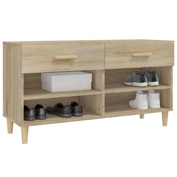 Mueble zapatero madera contrachapada roble Sonoma 102x35x55 cm M 4