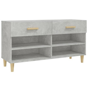 Mueble zapatero madera contrachapada gris hormigón 102x35x55 cm H