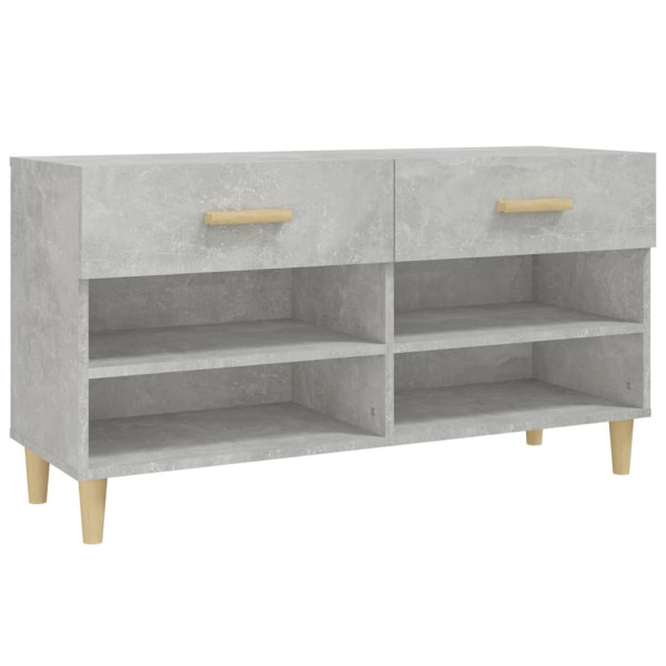 Mueble zapatero madera contrachapada gris hormigón 102x35x55 cm M 2