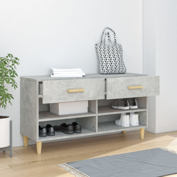 Mueble zapatero madera contrachapada gris hormigón 102x35x55 cm M 3