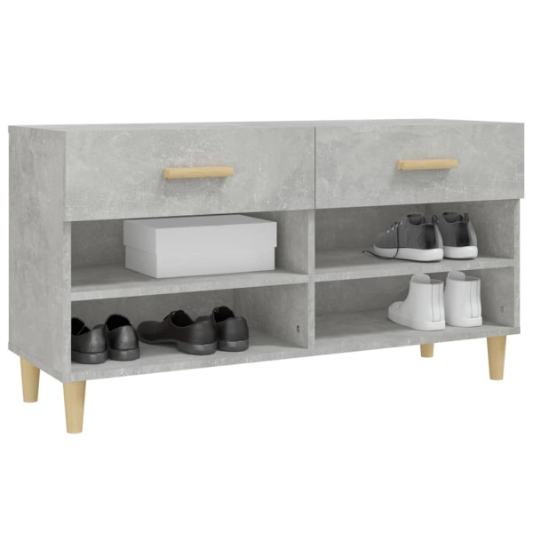 Mueble zapatero madera contrachapada gris hormigón 102x35x55 cm M 4