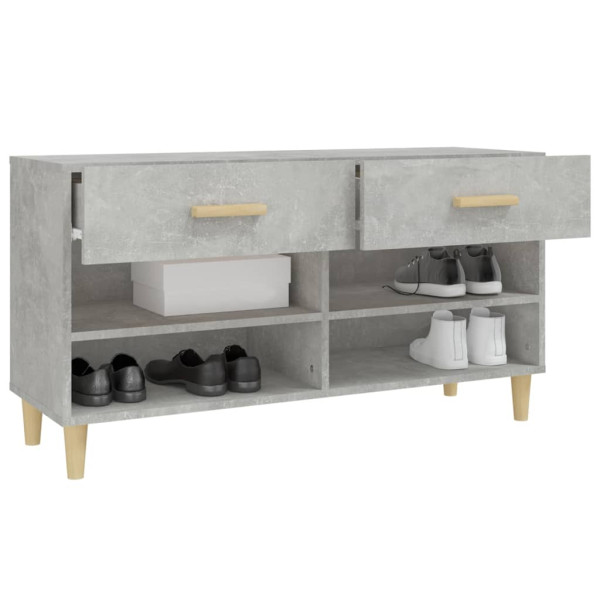 Mueble zapatero madera contrachapada gris hormigón 102x35x55 cm M 5