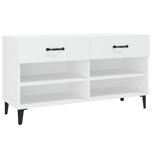 Mueble zapatero madera contrachapada blanco 102x35x55 cm M 2
