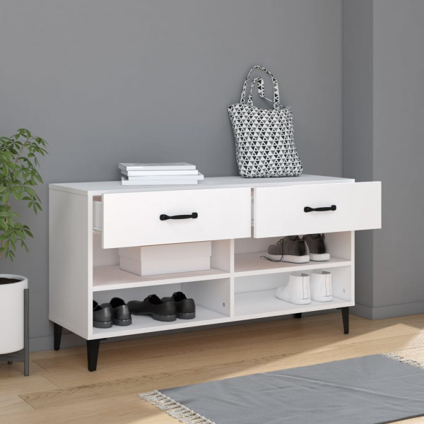 Mueble zapatero madera contrachapada blanco 102x35x55 cm M 3