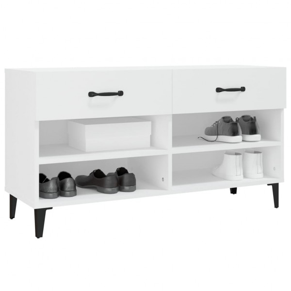 Mueble zapatero madera contrachapada blanco 102x35x55 cm M 4