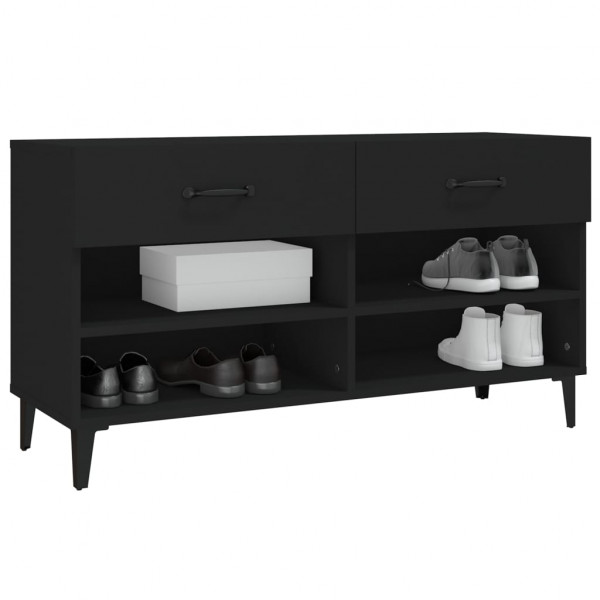 Mueble zapatero de madera contrachapada negro 102x35x55 cm M 4