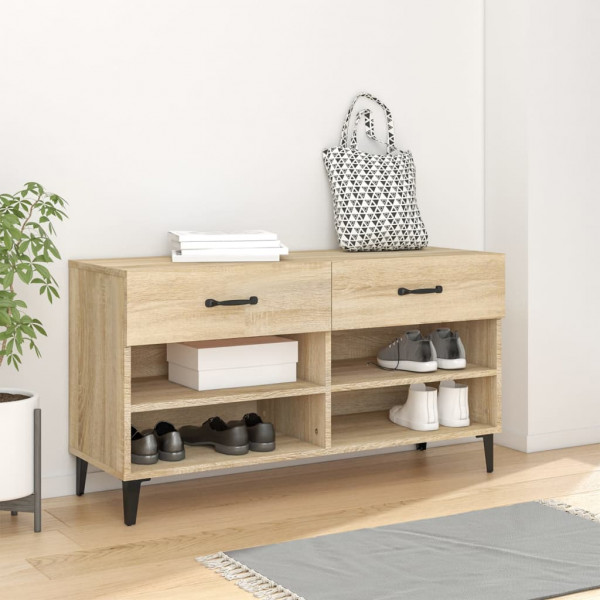 Mueble zapatero madera contrachapada roble Sonoma 102x35x55 cm D