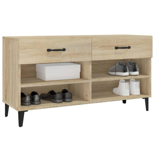 Mueble zapatero madera contrachapada roble Sonoma 102x35x55 cm M 4